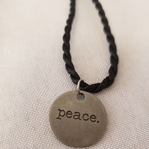 'Peace' stainless steel charm necklace 18"